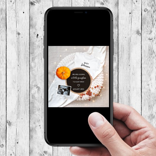 リトルカボチャ秋デジタル写真妊娠 案内状