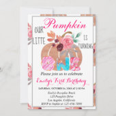 リトルカボチャ秋ドーナツキャンディファースト誕生日 招待状 (正面)