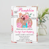 リトルカボチャ秋ドーナツキャンディファースト誕生日 招待状 (スタンド正面)