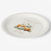 リトルカボチャ秋ニュートラルベビーシャワー ペーパープレート (アングル)