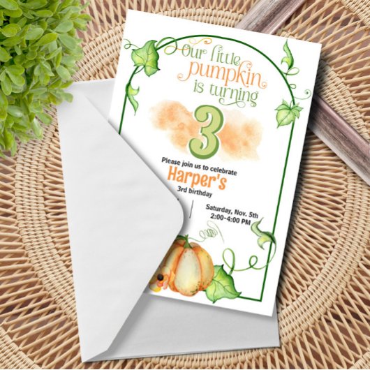 リトルカボチャ秋ニーエイジ誕生日 招待状