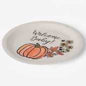 リトルカボチャ秋ハーベストウェルカムベビーシャワー ペーパープレート (アングル)