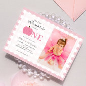 リトルカボチャ秋パステルピンク1stバースデーフォト 招待状