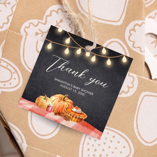 リトルカボチャ秋ピクニックベビーシャワースクエア フェイバータグ