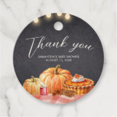 リトルカボチャ秋ピクニックベビーシャワーラウンド フェイバータグ (正面)