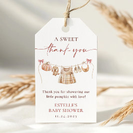 リトルカボチャ秋ピンクガール赤ちゃんシャワーのお願い ギフトタグ