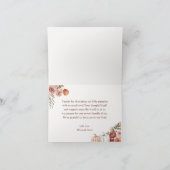 リトルカボチャ秋ピンクフローラガールベビーシャワー サンキューカード (内部)