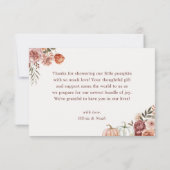 リトルカボチャ秋ピンクフローラガールベビーシャワー サンキューカード (裏面)