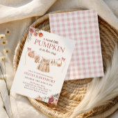 リトルカボチャ秋ピンクフローラガールベビーシャワー 招待状