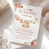 リトルカボチャ秋ピンクフローラガールベビーシャワー 招待状