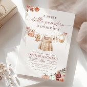 リトルカボチャ秋ピンクフローラガールベビーシャワー 招待状