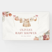 リトルカボチャ秋ピンクフローラガールベビーシャワー 横断幕 (横)