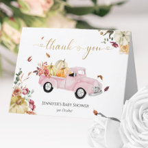 リトルカボチャ秋ピンクヴィンテージトラック赤ちゃんシャワー