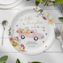 リトルカボチャ秋ピンクヴィンテージトラック赤ちゃんシャワー