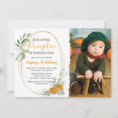 リトルカボチャ秋フォトファースト誕生日 招待状 (正面)