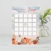 リトルカボチャ秋フローラガールベビーシャワービンゴ 招待状 (スタンド正面)