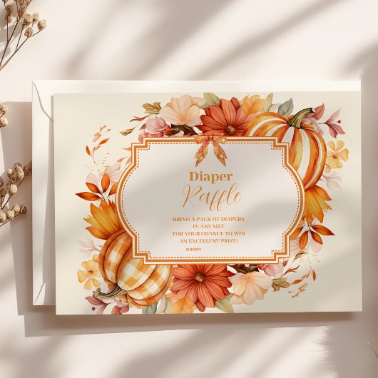 リトルカボチャ秋フローラベビーおむつラッフル エンクロージャーカード
