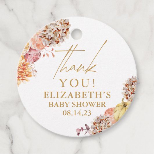 リトルカボチャ秋フローラベビーシャワー フェイバータグ (正面)