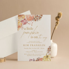 リトルカボチャ秋フローラベビーシャワー 招待状