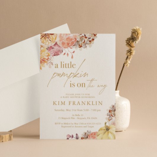リトルカボチャ秋フローラベビーシャワー 招待状