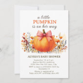 リトルカボチャ秋フローラボホガールベビーシャワー 招待状 (正面)