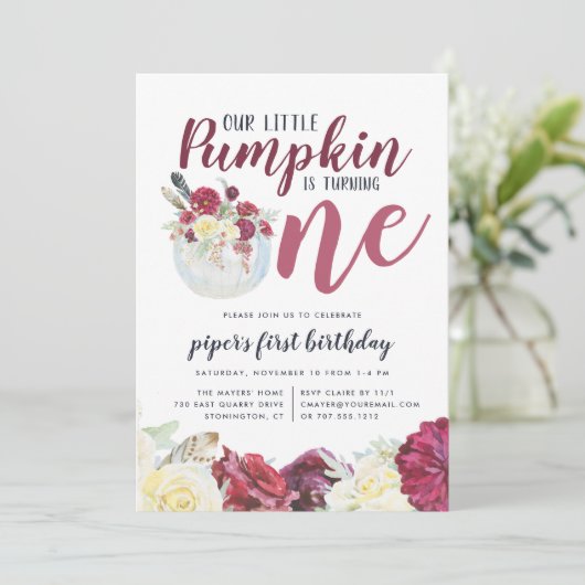 リトルカボチャ秋フローラ最初の誕生日パーティー 招待状 (スタンド正面)
