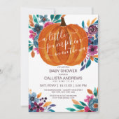 リトルカボチャ秋フローラ水カラーベビーシャワー 招待状 (正面)
