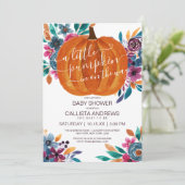 リトルカボチャ秋フローラ水カラーベビーシャワー 招待状 (スタンド正面)