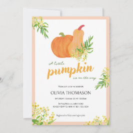 リトルカボチャ秋フローラ水カラーベビーシャワー 招待状