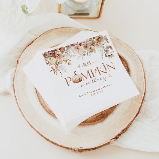 リトルカボチャ秋フローラ素朴ベビーシャワー スタンダードカクテルナプキン