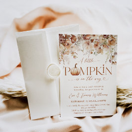 リトルカボチャ秋フローラ素朴ベビーシャワー 招待状