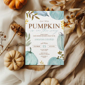 リトルカボチャ秋ブルーボーイベビーシャワー 招待状