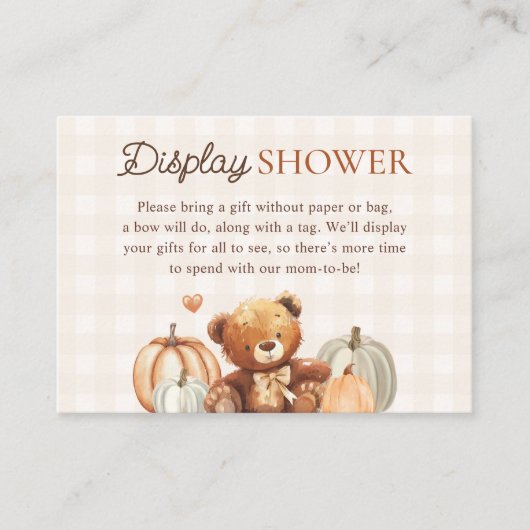 リトルカボチャ秋ベビシャワーディスプレイシャワー エンクロージャーカード (正面)