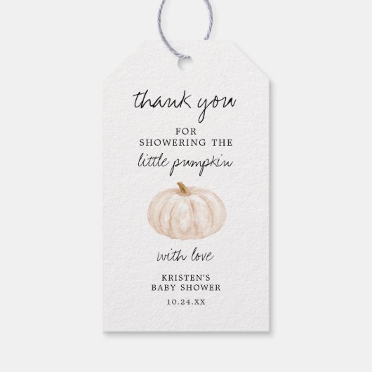 リトルカボチャ秋ベビーシャワーありがとう ギフトタグ (裏面)