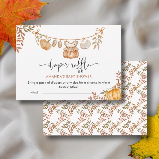 リトルカボチャ秋ベビーシャワーおむつラッフル エンクロージャーカード
