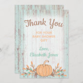 リトルカボチャ秋ベビーシャワーサンキューカード サンキューカード (正面/裏面)