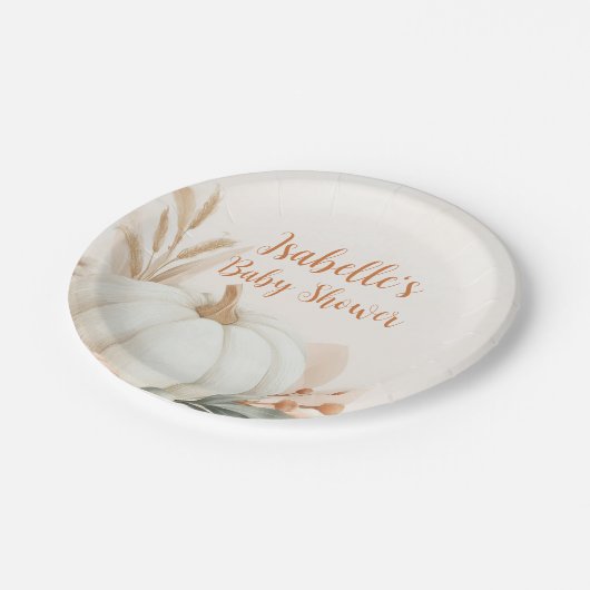 リトルカボチャ秋ベビーシャワーテーブルデコール ペーパープレート (アングル)