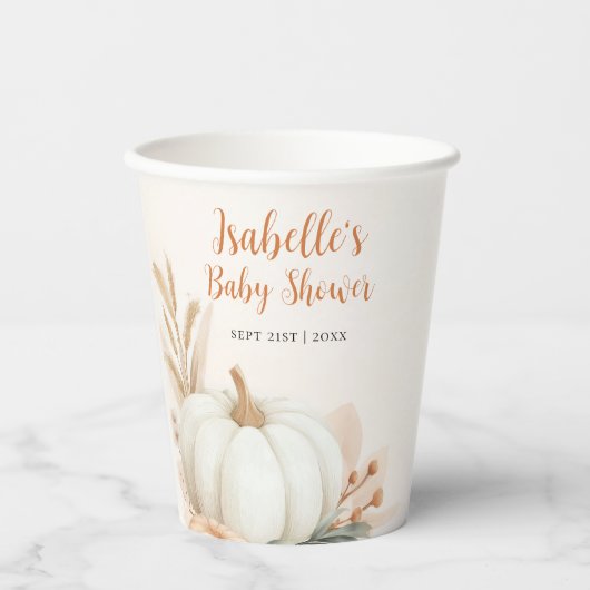 リトルカボチャ秋ベビーシャワーテーブルデコール 紙コップ (正面)