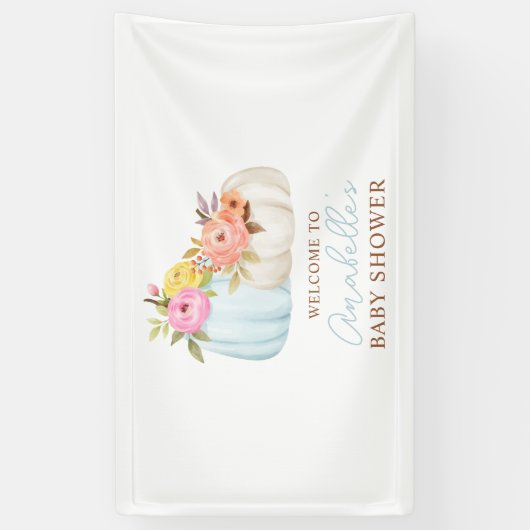 リトルカボチャ秋ベビーシャワーパーソナライズされた 横断幕 (縦)