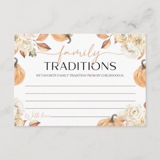 リトルカボチャ秋ベビーシャワー家族の伝統 エンクロージャーカード (正面)