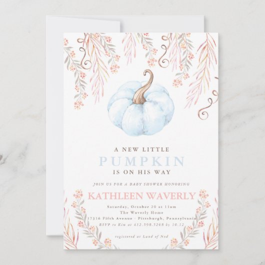 リトルカボチャ秋ベビーシャワー招待状ボーイ 招待状 (正面)