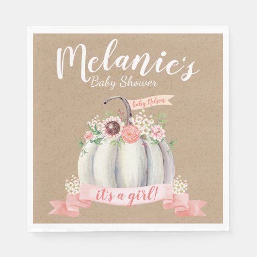 リトルカボチャ秋ベビーシャワー スタンダードランチョンナプキン (正面)