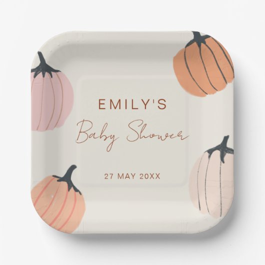 リトルカボチャ秋ベビーシャワー ペーパープレート (正面)