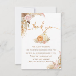 リトルカボチャ秋ボホ秋フローラベビーシャワー サンキューカード