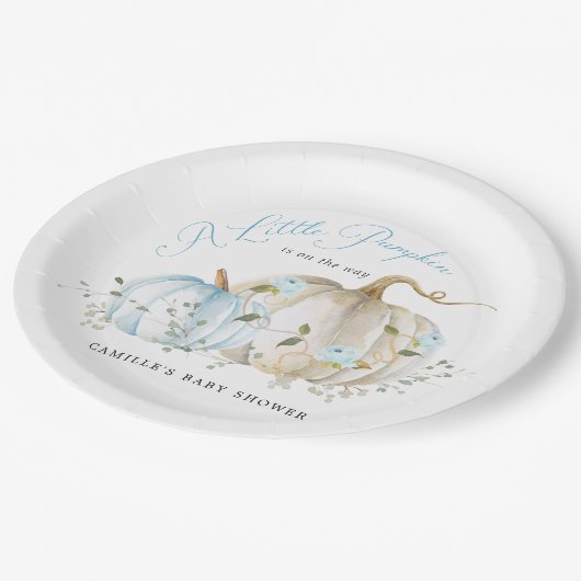 リトルカボチャ秋ボーイベビーシャワー紙プレート ペーパープレート (アングル)