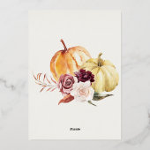 リトルカボチャ秋レッドヴィンテージトラックベビーシャワー 箔招待状 (裏面)