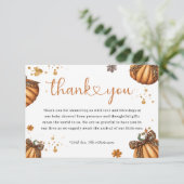 リトルカボチャ秋レトロヒョウ弓ベビーシャワー サンキューカード (スタンド正面)