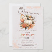 リトルカボチャ秋ワイルドフラワーパターンベビーシャワー 招待状 (正面)