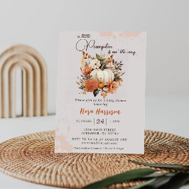 リトルカボチャ秋ワイルドフラワーパターンベビーシャワー 招待状
