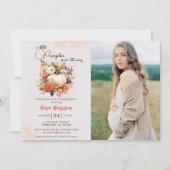 リトルカボチャ秋ワイルドフラワーパターンベビーシャワー 招待状 (正面)